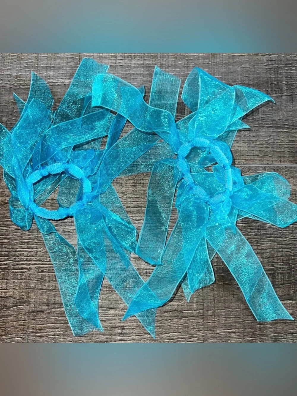 💞 Set of 2 Blue Hair Ties with Tulle Streamers